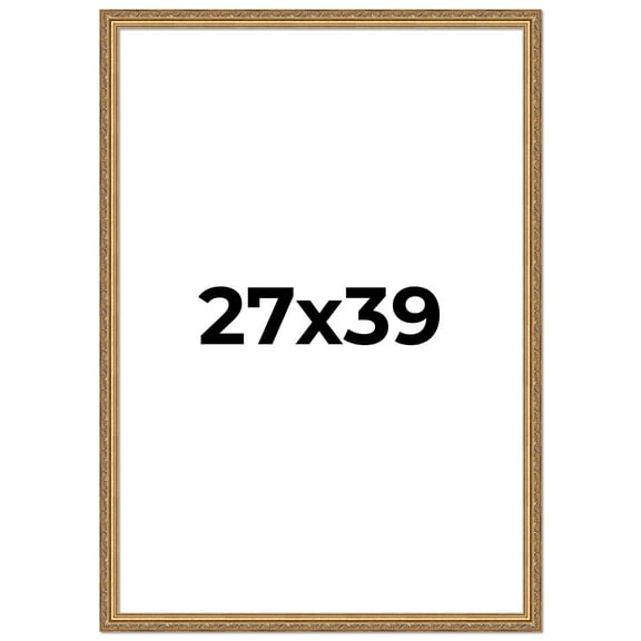 27x39 Frame Gold Solid Wood Picture Frame Width 1.25 Inches | Interior Frame Depth 0.375 Inches |