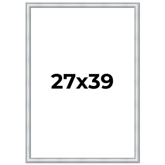 27x39 Frame Sterling Silver Solid Wood Picture Frame | 1.25 Inch Moulding Width | 0.75 Inch