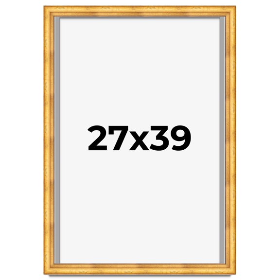 27x39 Shadow Box Frame Gold | 1.75 Inches Deep Real Wood Traditional Shadowbox Display Frame | UV