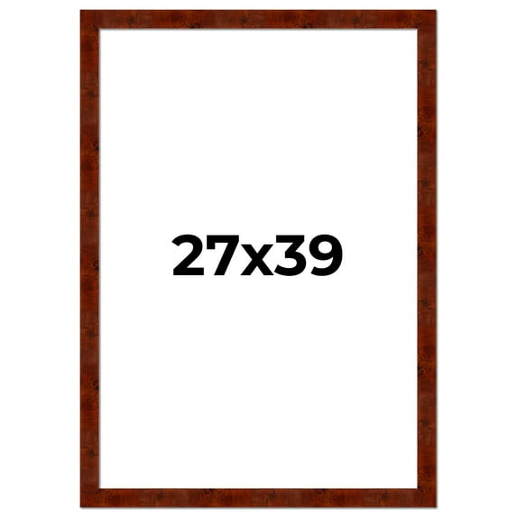 27x39 Walnut Brown Veneer Real Wood Picture Frame Width 1.75 inches | Interior Frame Depth 0.5