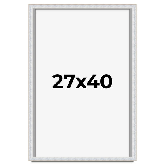 27x40 Shadow Box Frame Silver | 1.625 Inches Deep Real Wood Contemporary Shadowbox Display Frame |