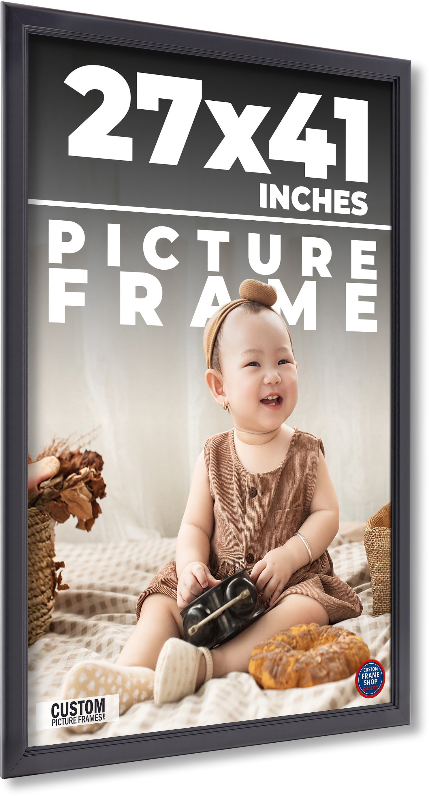 27x41 - 27 x 41 Contemporary Black Solid Wood Frame with UV Framer's ...