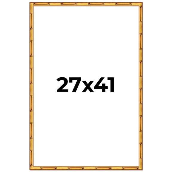 27x41 Frame Gold Bamboo Picture Frame - Complete Modern Photo Frame Includes UV Acrylic Shatter