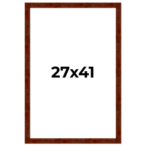 27x41 Walnut Brown Veneer Real Wood Picture Frame Width 1.75 inches | Interior Frame Depth 0.5
