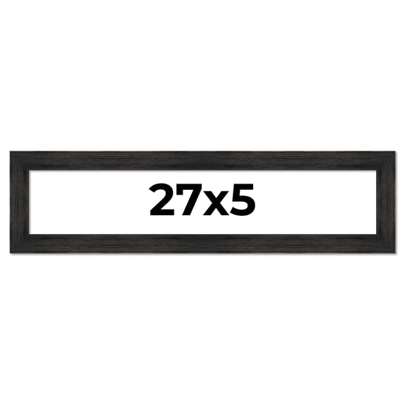 27x5 Frame Black Rustic Barnwood Solid Wood Picture Frame | 1.5 Inch Moulding Width | Includes UV