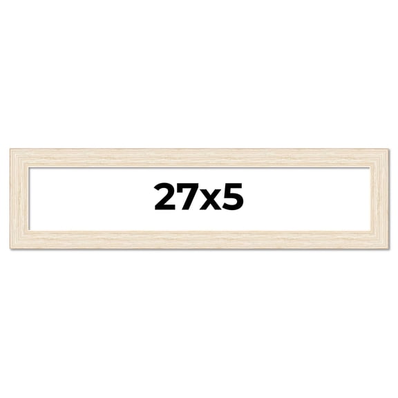 27x5 Frame White Barnwood Picture Frame - Modern Photo Frame Includes UV Acrylic Shatter Guard