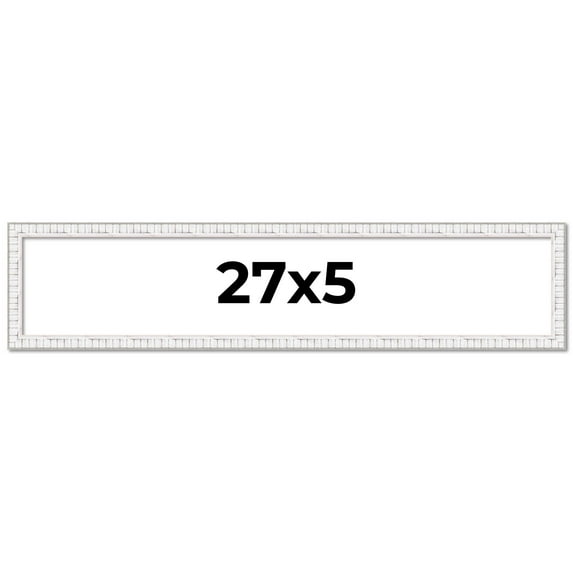 27x5 Frame White Scuffed Rustic Solid Wood Picture Frame | 0.75 Inch Moulding Width| Includes UV