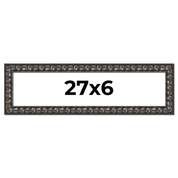 27x6 Frame Black-Brown Medieval Solid Wood Picture Frame | 1.5 Inch Moulding Width | Gotham Beveled