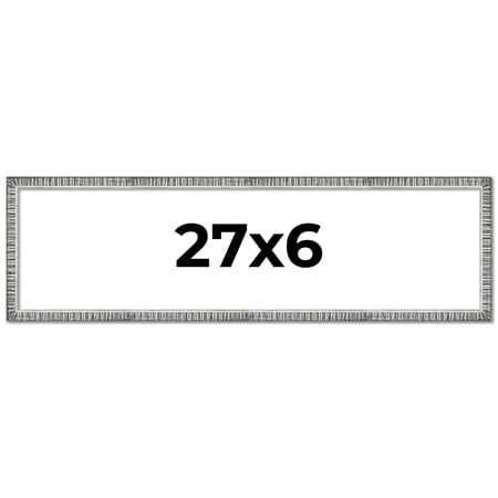 27x6 Frame Silver Picture Frame - Complete Modern Photo Frame Includes UV Acrylic Shatter Guard