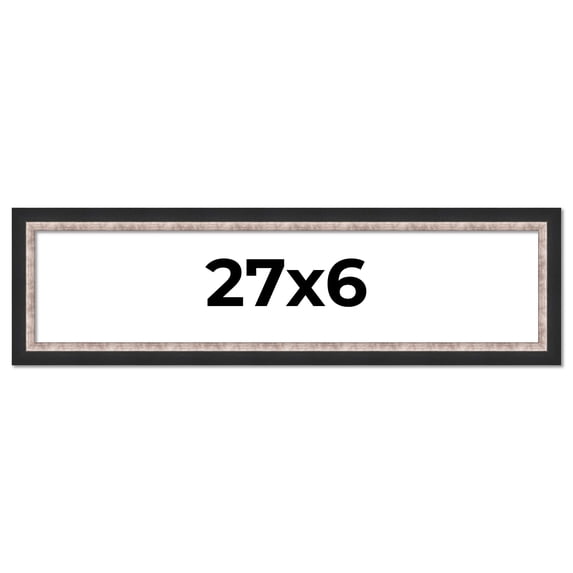 27x6 Frame Silver Real Wood Picture Frame Width 1.25 Inches | Interior Frame Depth 0.75 Inches |
