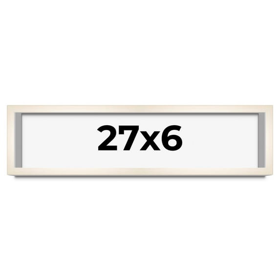 27x6 Frame White Wash Solid Wood Picture Frame | 0.75 Inch Moulding Width | Includes UV Acrylic