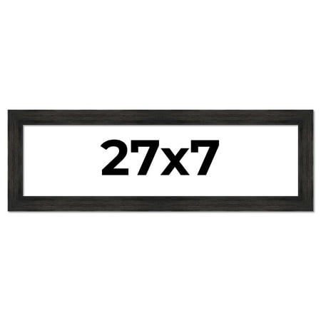 27x7 Frame Black Rustic Barnwood Solid Wood Picture Frame | 1.5 Inch Moulding Width | Includes UV