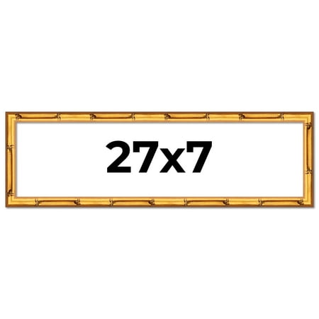 27x7 Frame Gold Bamboo Picture Frame - Complete Modern Photo Frame Includes UV Acrylic Shatter