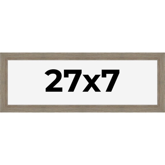27x7 Frame Gray Barnwood Rustic Solid Wood Picture Frame | 1.5 Inch Moulding Width | Includes UV