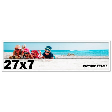 27x7 Frame White Solid Wood Picture Frame Includes UV Acrylic Shatter Guard Front, Acid Free Foam
