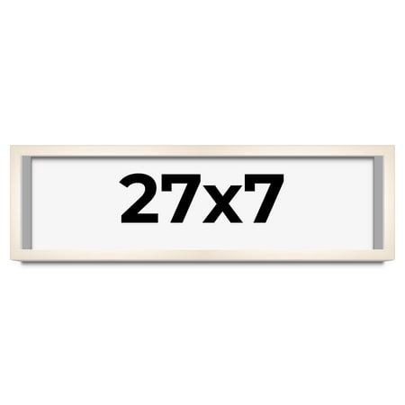 27x7 Frame White Wash Solid Wood Picture Frame | 0.75 Inch Moulding Width | Includes UV Acrylic