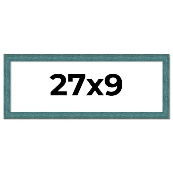 27x9 Frame Blue Rustic Barnwood Solid Wood Picture Frame Width 1.25 Inches | Interior Depth 0.5