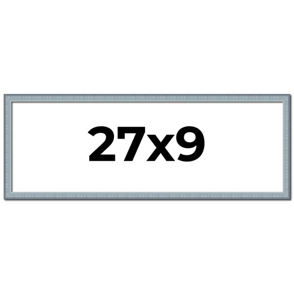 27x9 Frame Blue Scuffed Farm Board Solid Wood Picture Frame Width 0.75 Inches | Interior Depth 0.5