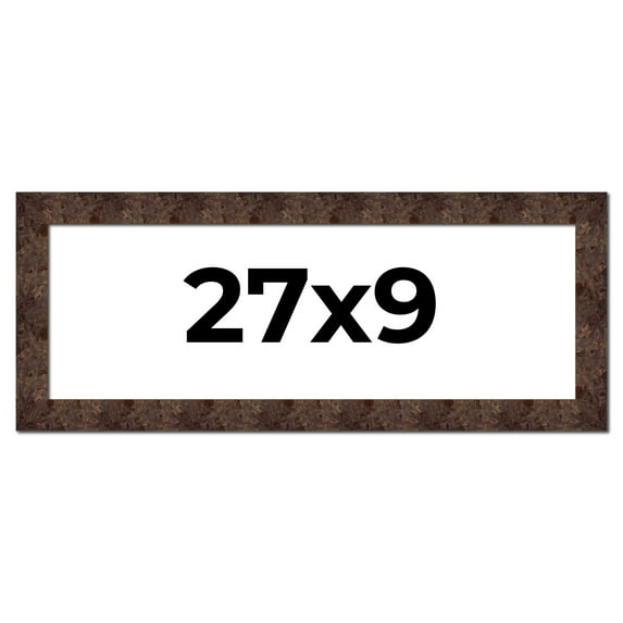 27x9 Frame Brown Burl Real Wood Picture Frame Width 1.625 Inches | Interior Frame Depth 0.5 Inches