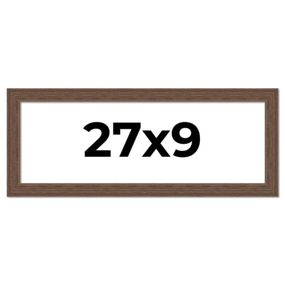 27x9 Frame Brown Farmhouse Solid Wood Picture Frame Width 1.5 Inches | Interior Frame Depth 0.5