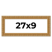 27x9 Frame Gold Ornate Solid Wood Picture Frame | 2 Inch Moulding Width | Firman Traditional Photo