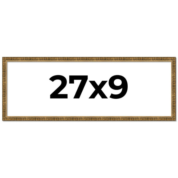 27x9 Frame Gold Solid Wood Picture Frame - Complete Modern Photo Frame Includes UV Acrylic