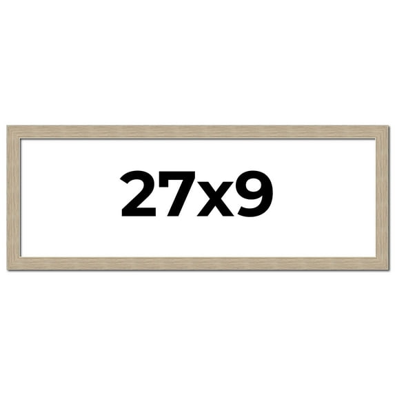 27x9 Frame Grey Solid Wood Picture Frame Width 1 Inches | Interior Frame Depth 0.5 Inches |