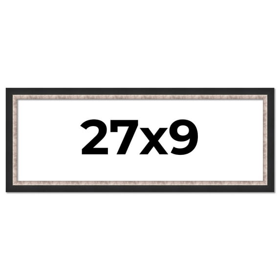 27x9 Frame Silver Real Wood Picture Frame Width 1.25 Inches | Interior Frame Depth 0.75 Inches |