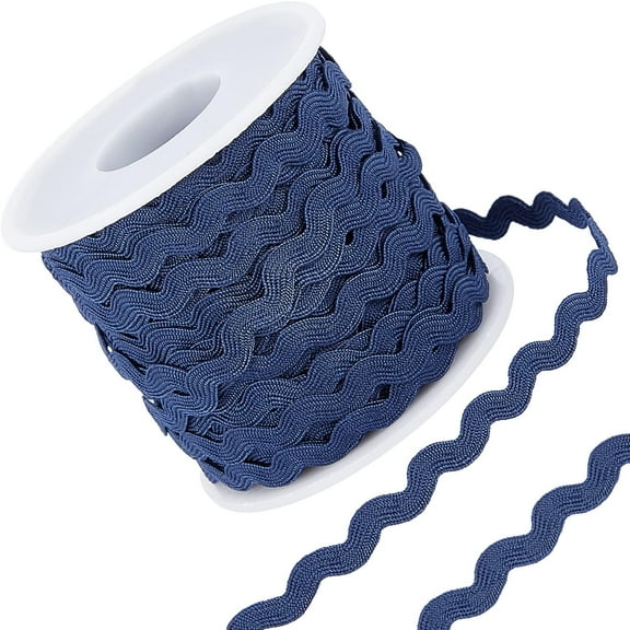 27yard/25m Rick Rack Trim Ribbon Dark Blue Wave Sewing Bending Fringe Trim 5mm/0.2 inch for DIY Sewing Crafts Wedding Bridal Dress Embellishment Party Decoration Gift Wrapping Supplies DIY