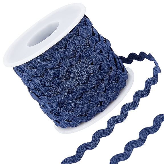27yard/25m Rick Rack Trim Ribbon Dark Blue Wave Sewing Bending Fringe Trim 5mm/0.2 inch for DIY Sewing Crafts Wedding Bridal Dress Embellishment