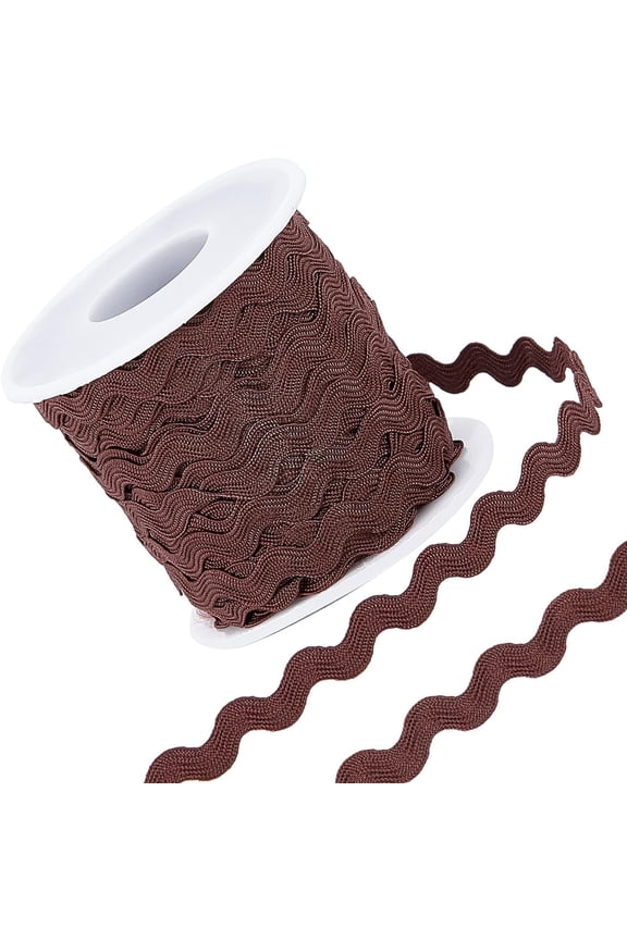 27yard/25m Rick Rack Trim Ribbon Dark Coffee Wave Sewing Bending Fringe Trim 5mm/0.2 inch for DIY Sewing Crafts Wedding Bridal Dress Embellishment Party Decoration Gift Wrapping Supplies