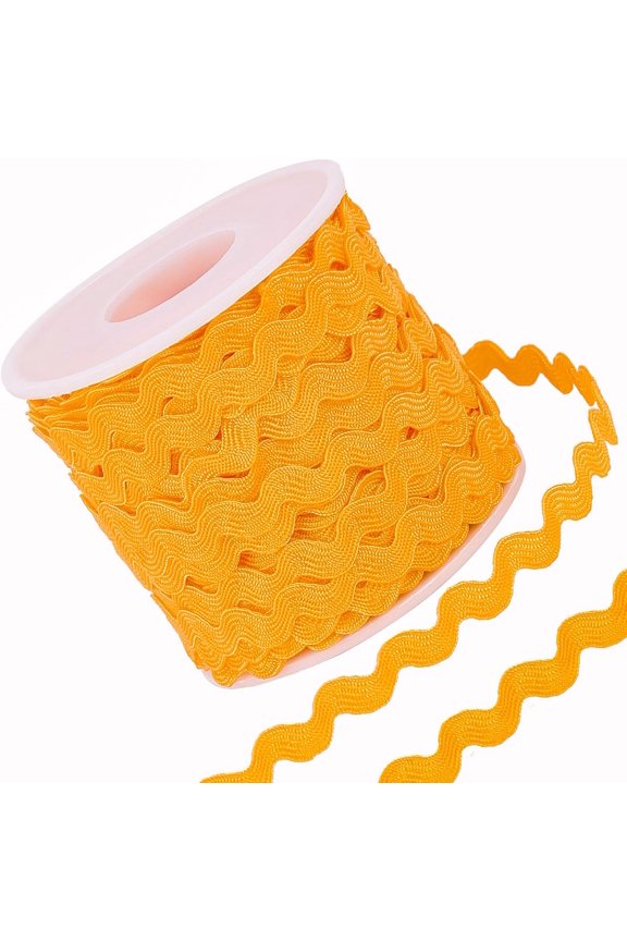 27yard/25m Rick Rack Trim Ribbon Light Orange Wave Sewing Bending Fringe Trim 5mm/0.2 inch for DIY Sewing Crafts Wedding Bridal Dress Embellishment Party Decoration Gift Wrapping Supplies
