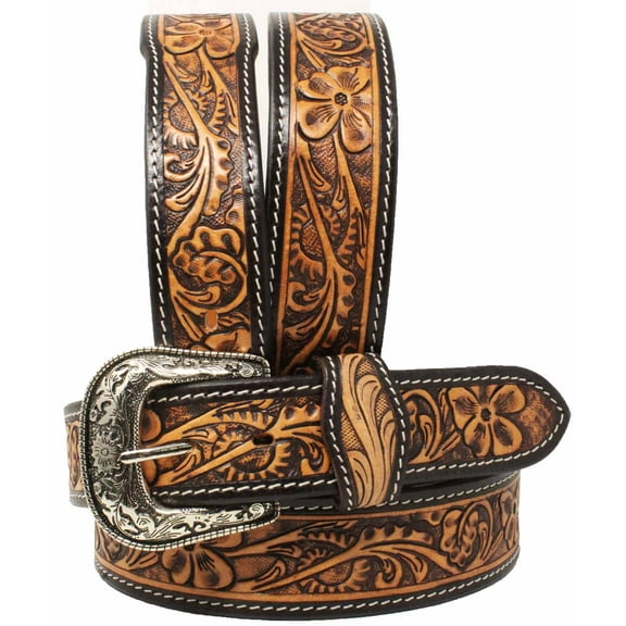 28" 1-3/4" Tapered Western Floral Tooled Full-Grain Leather Belt 26RT59T
