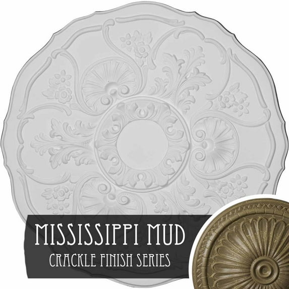 28 1/4"OD x 4"P Cornelia Ceiling Medallion, Hand-Painted Mississippi Mud Crackle