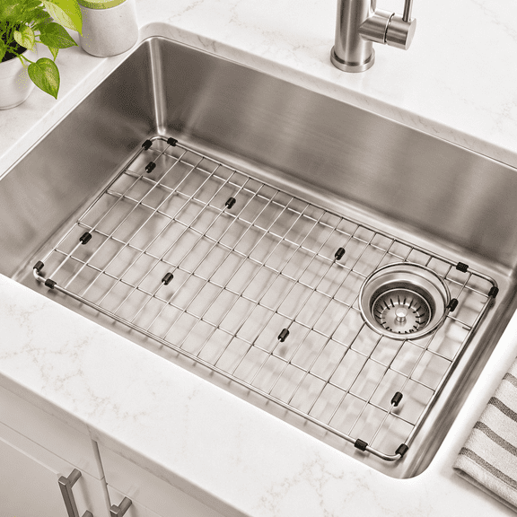 28-1/4" x 14-1/4" Stainless Steel Sink Bottom Grid with Center Drain Hole