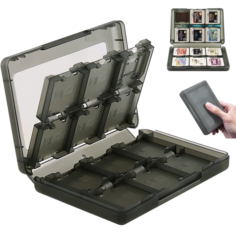 HERCHR Custodia Per Carte 3DS/DS/DSI – 22 Slot + 2 SD + 2 TF + 2 Stilus, In PP Rigido, Tascabile, Colore Nero