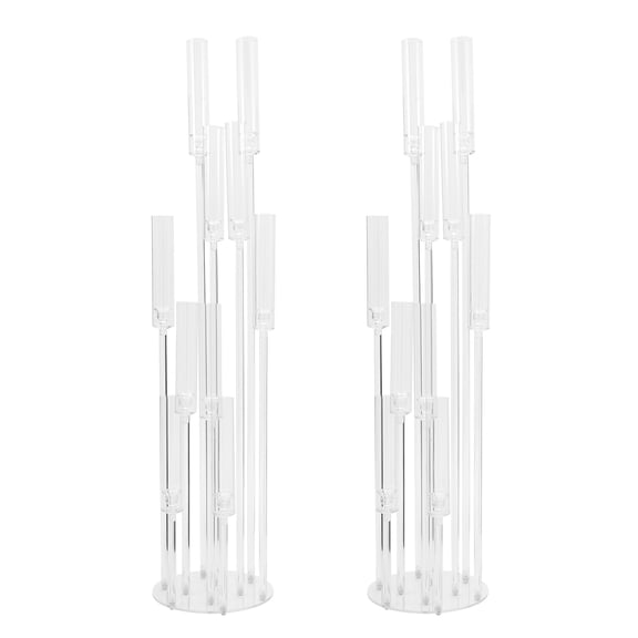 28*128cm Acrylic Candelabra, 2 Pack 10-Arm Clear Candelabra, Durable Scratch-Resistant Acrylic Candle Holder for LED Candles