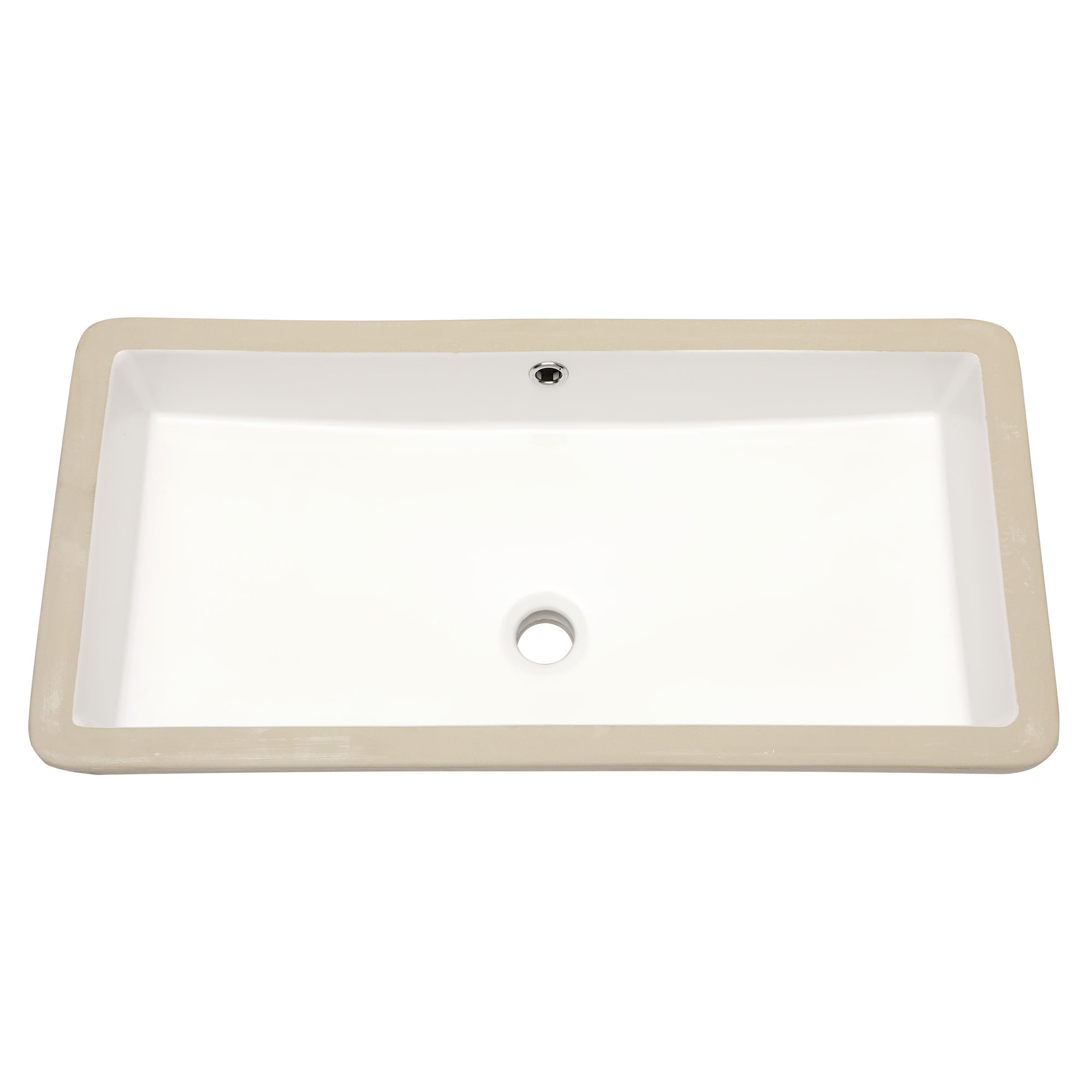 28"×14"×6.25" White Ceramic Rectangular Undermount Bathroom Sink with Overflow Hole