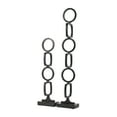 thumbnail image 1 of 28", 19"H Black Aluminum Stacked Geometric Rings Abstract Sculpture with Marble Bases, by DecMode (2 Count), 1 of 11