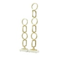 thumbnail image 1 of 28", 19"H Gold Aluminum Metal Stacked Geometric Rings Abstract Sculpture with Marble Bases, by DecMode (2 Count), 1 of 11
