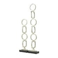 thumbnail image 1 of 28", 19"H Silver Aluminum Metal Stacked Geometric Rings Abstract Sculpture with Black Marble Bases, by DecMode (2 Count), 1 of 11