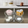 thumbnail image 1 of 28" 2-Shelf Kidney Shaped Lazy Susan Kitchen Cabinet Base Corner Organizer Rack, 1 of 12