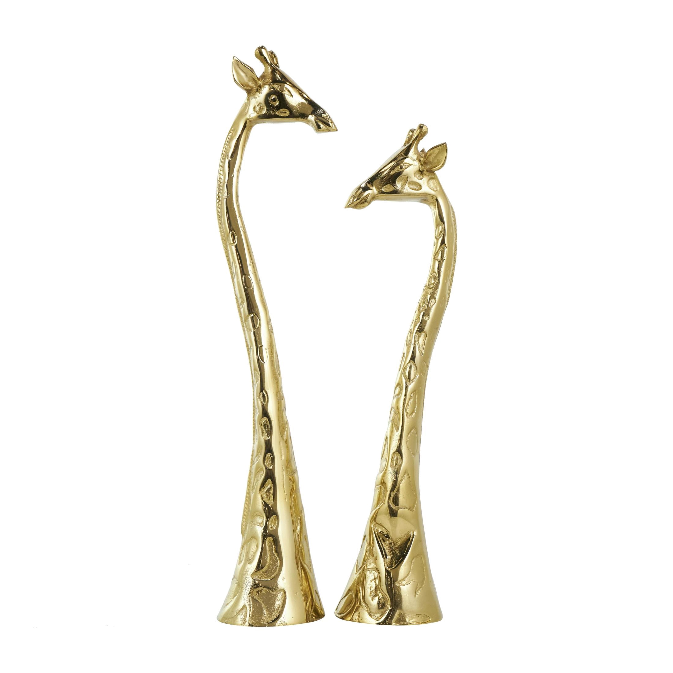 28", 24"H Gold Aluminum Metal Giraffe Sculpture, by DecMode (2 Count)