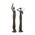 thumbnail image 1 of 28", 24"H Red Polystone Handmade Tall African Women People Sculpture with Carved Dresswear, by DecMode (2 Count), 1 of 8