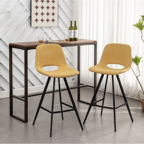 28.25" Counter Height Yellow Stools in Set of 2 / Stylish Seating for Kitchen Areas