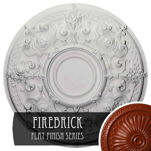 28 3/4"OD x 7/8"ID x 1 7/8"P Nicole Ceiling Medallion (Fits Canopies up to 5 3/4"), Hand-Painted Firebrick