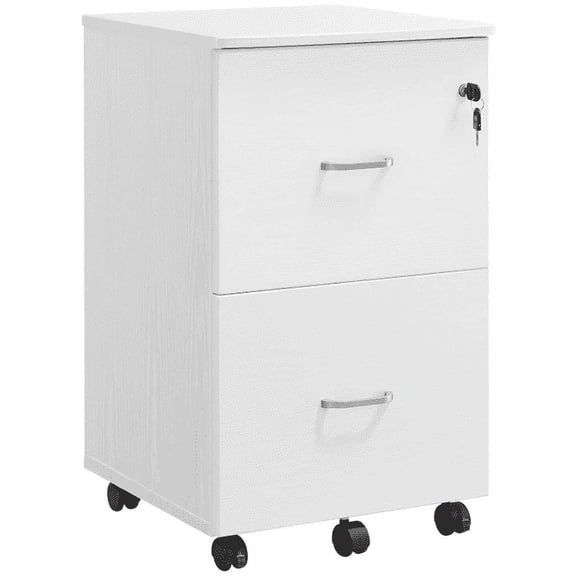 VASAGLE 2-Drawer File Cabinet, Locking Filing Cabinet for Home Office, Small Rolling Printer Stand, A4, Letter-Size Hanging Files, Assembly Required, White