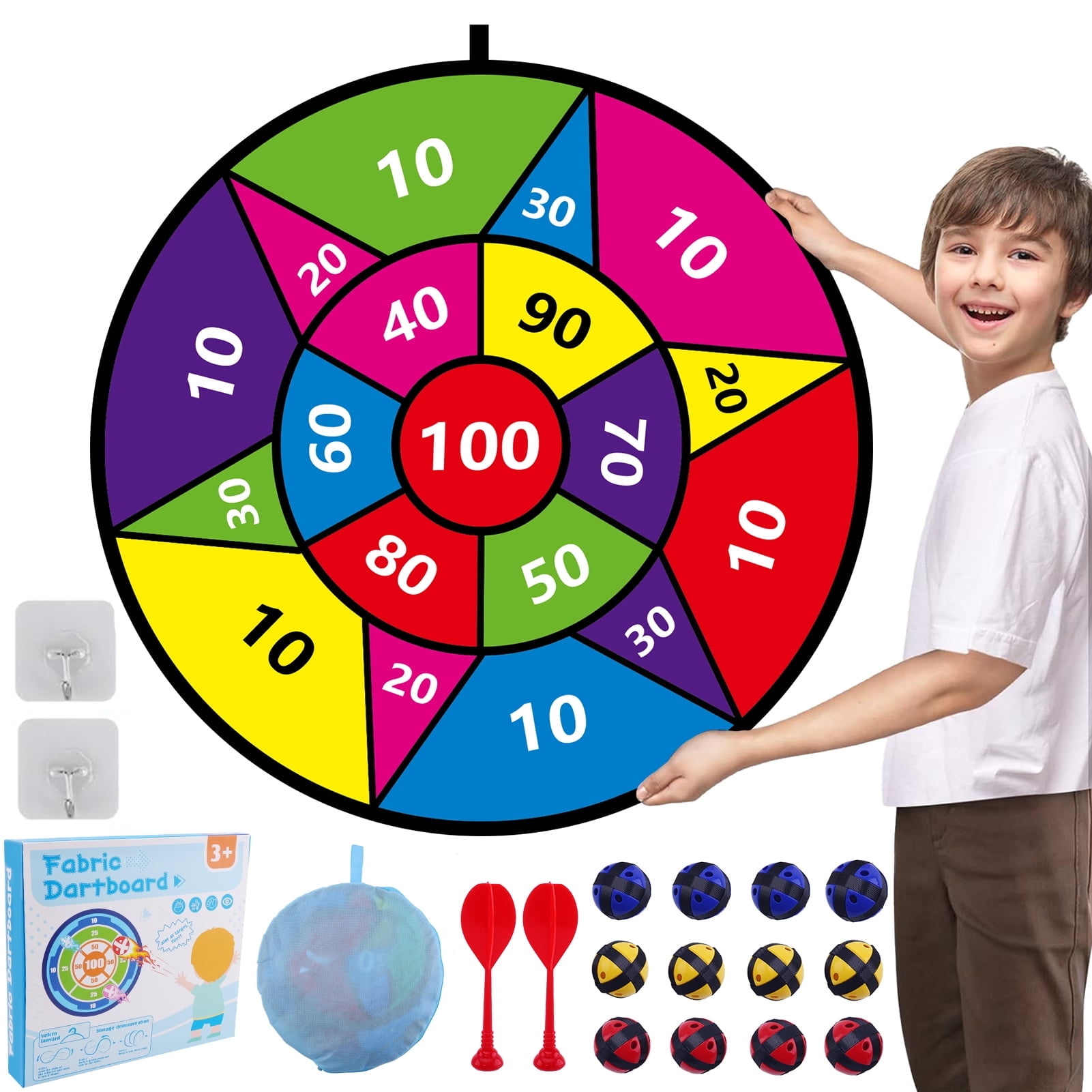 cyrico Large Dart Board for Kids, 28.3" Kids Dart Board with 12 Sticky