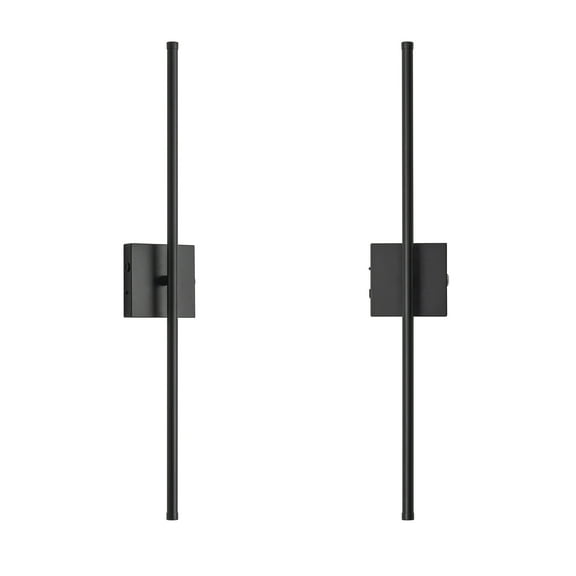 28.3" Rechargeable Wall Sconces with Remote Control, Dimmable LED Wall Sconces, 350°Rotate (Set of 2) - Black