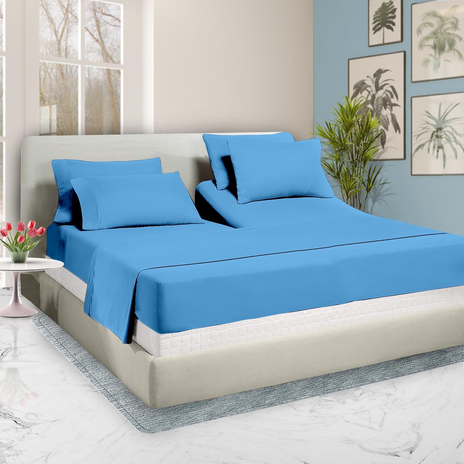 28" Queen Split Top Flex Head Sheet 100 Egyptian Cotton Sheet Set 1000